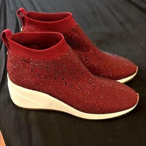 Alex Marie Burgundy size 8  ’Halika’ Women's Rhinestone Slip-On Stretch Shoes